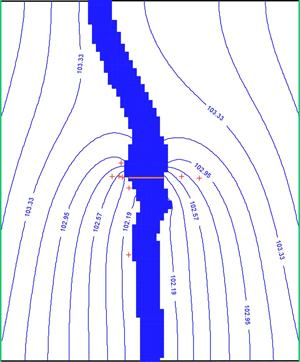 map of well fields and beaver dam contours